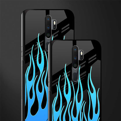 y2k blue flames glass case for oppo a5 2020 image-2