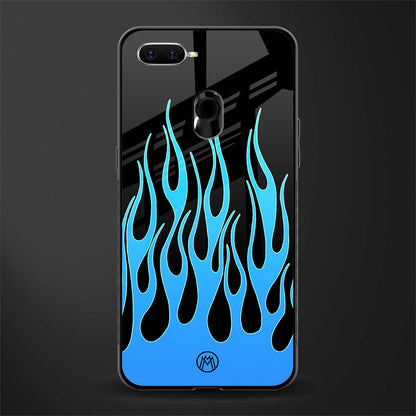 y2k blue flames glass case for oppo a7 image