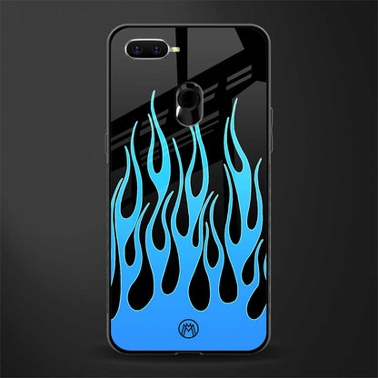 y2k blue flames glass case for oppo a5s image