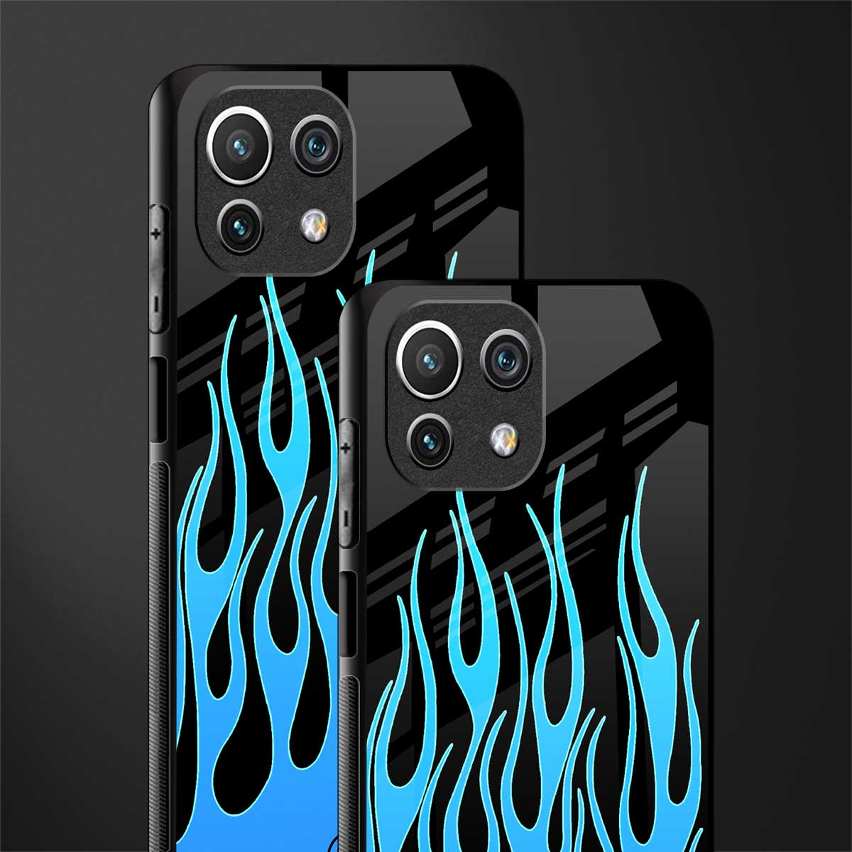 y2k blue flames glass case for mi 11 lite image-2