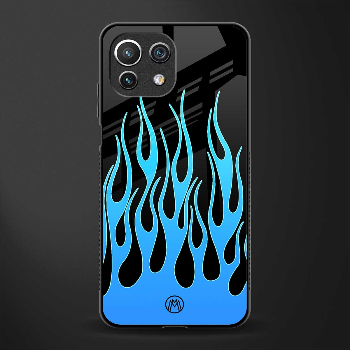 y2k blue flames glass case for mi 11 lite image
