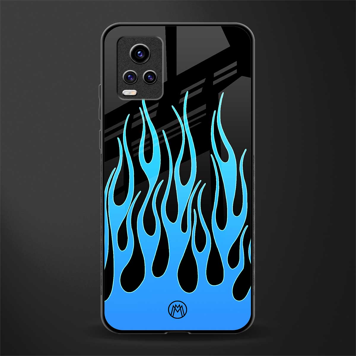 y2k blue flames back phone cover | glass case for vivo y73