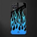 y2k blue flames back phone cover | glass case for samsung galaxy a22 4g