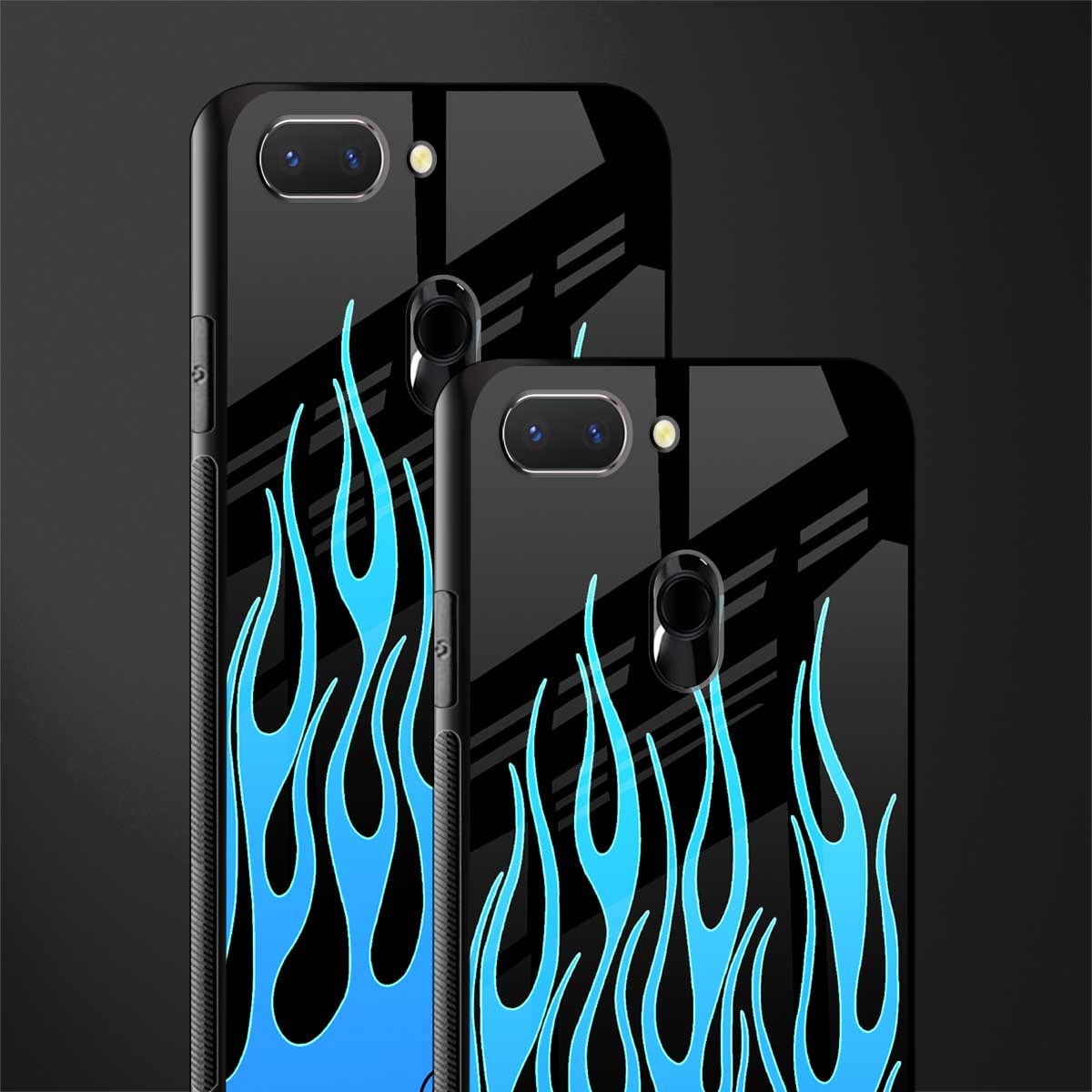 y2k blue flames glass case for oppo a5 image-2