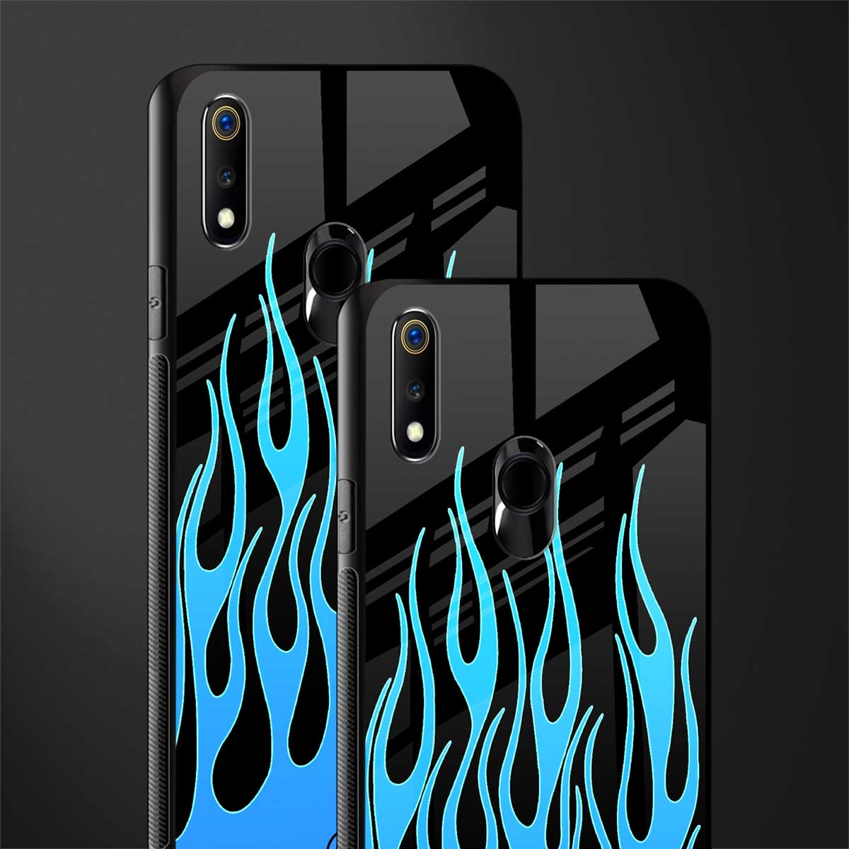 y2k blue flames glass case for realme 3 pro image-2