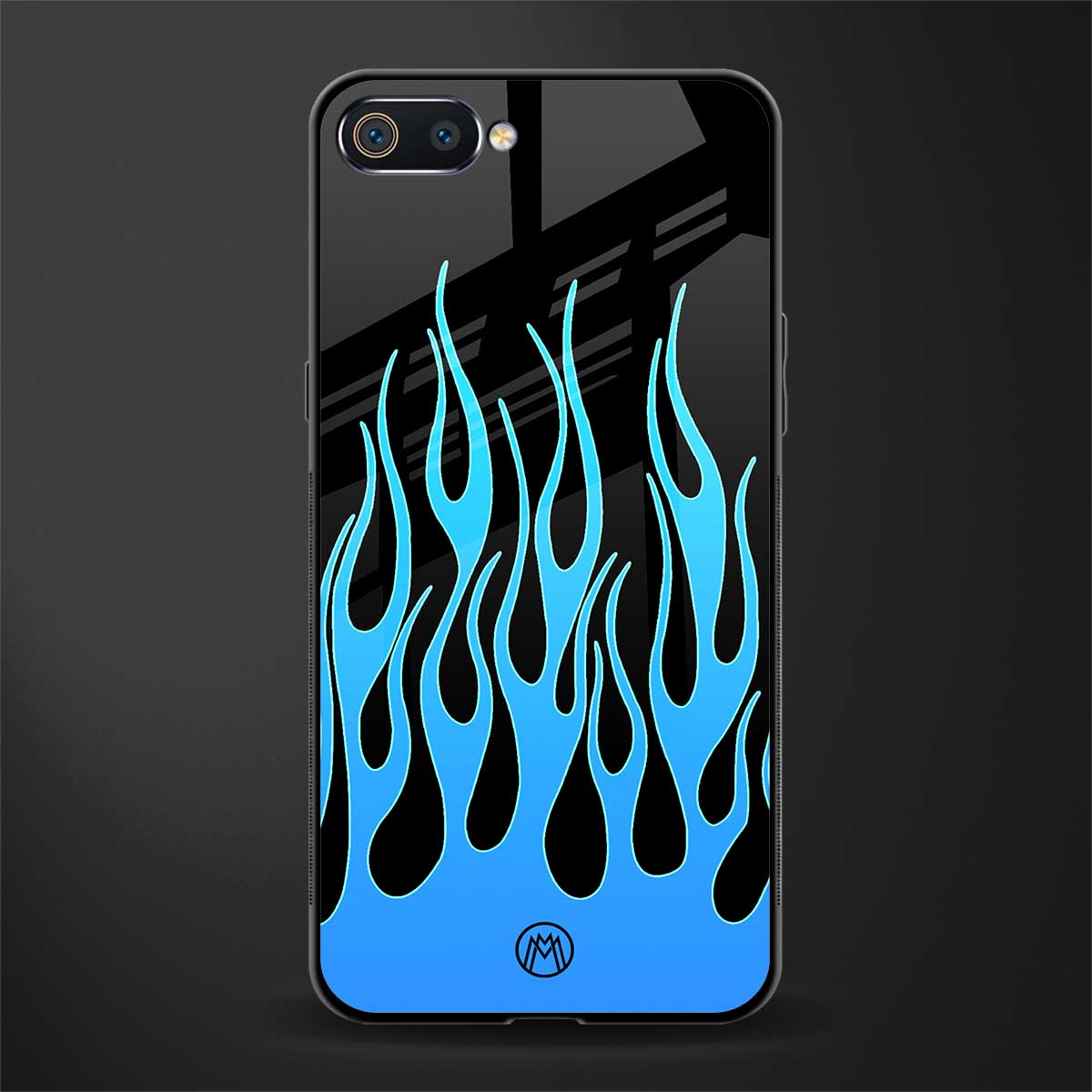 y2k blue flames glass case for oppo a1k image