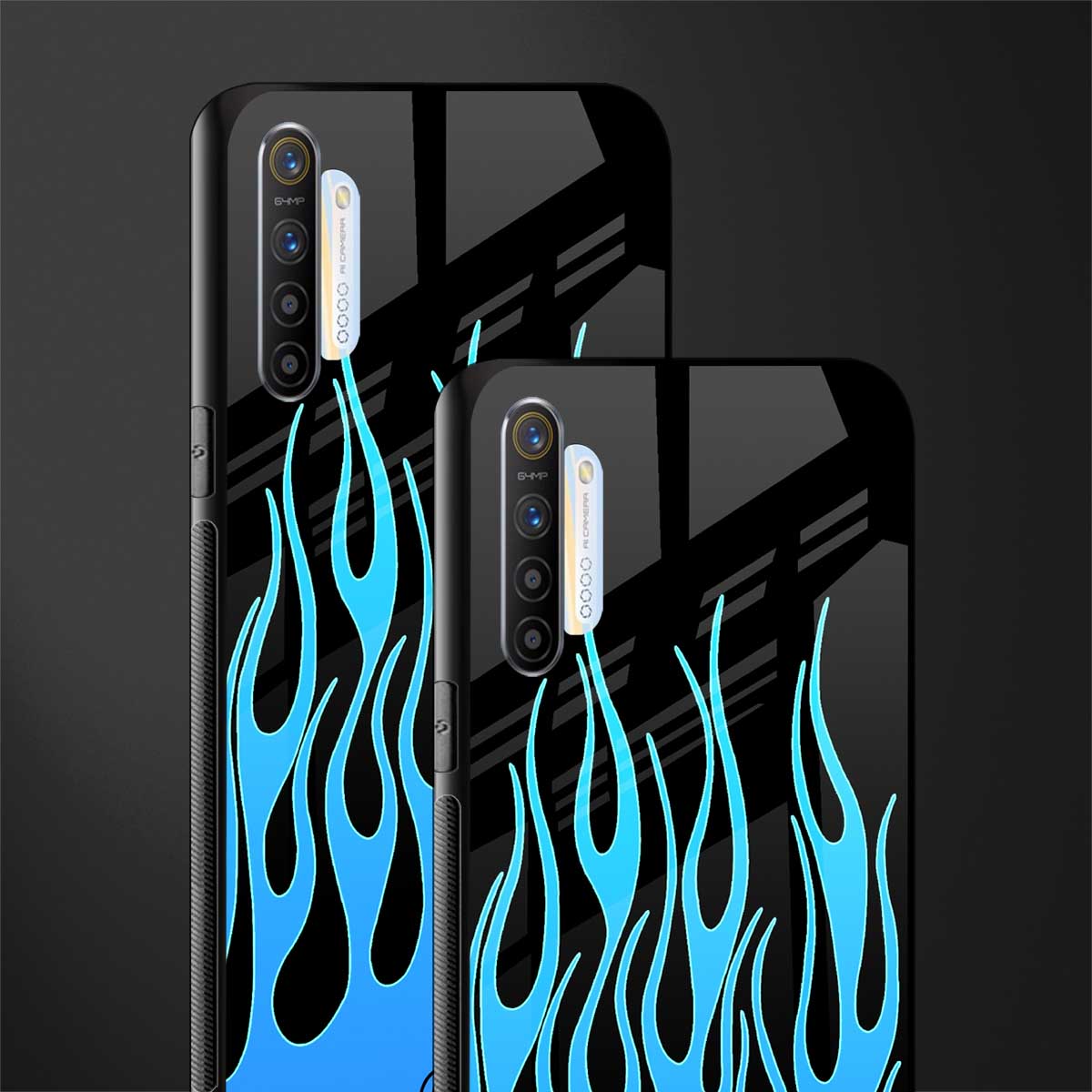 y2k blue flames glass case for realme xt image-2