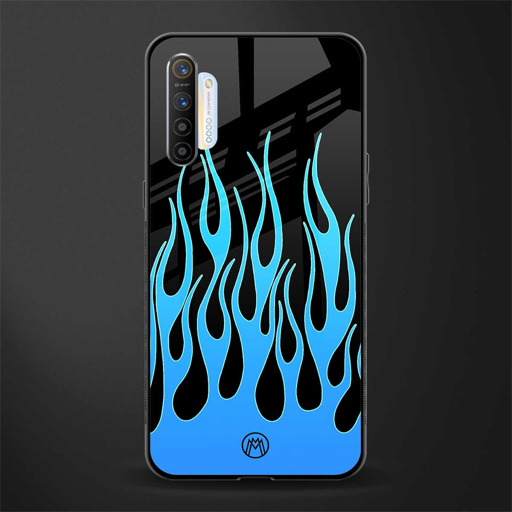y2k blue flames glass case for realme xt image