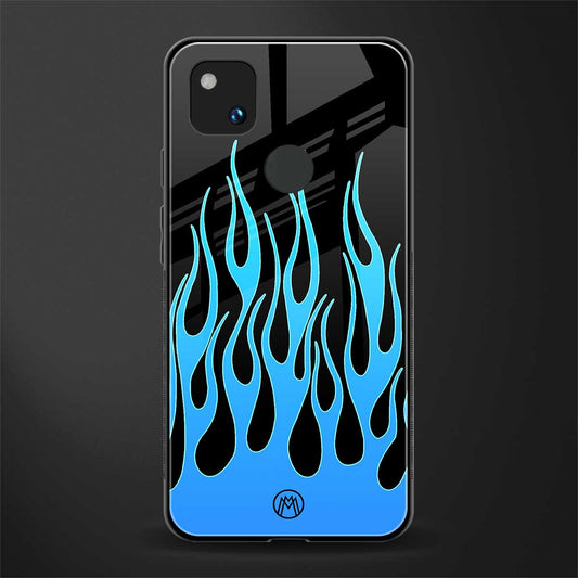 y2k blue flames back phone cover | glass case for google pixel 4a 4g