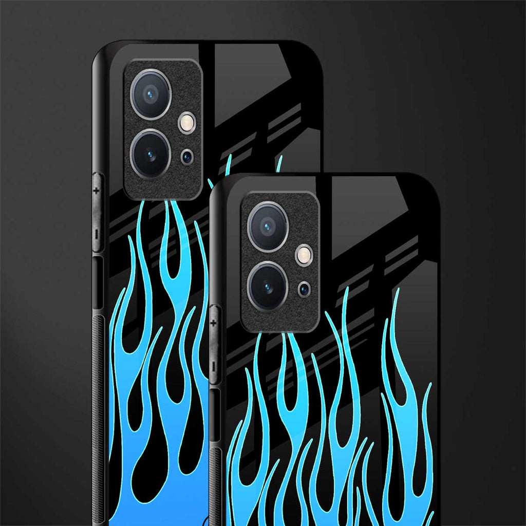 y2k blue flames glass case for vivo t1 5g image-2