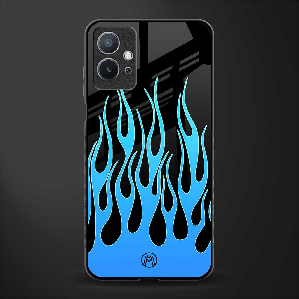 y2k blue flames glass case for vivo y75 5g image