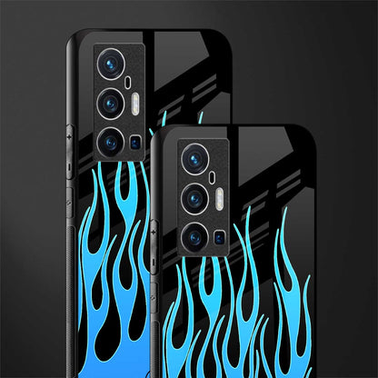 y2k blue flames glass case for vivo x70 pro plus image-2