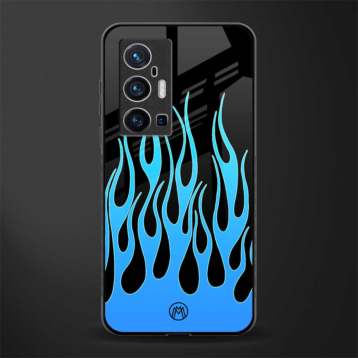 y2k blue flames glass case for vivo x70 pro plus image