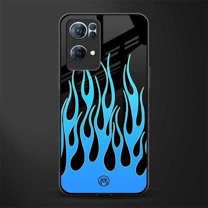 y2k blue flames glass case for oppo reno7 pro 5g image