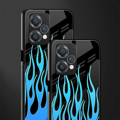 y2k blue flames back phone cover | glass case for realme 9 pro 5g