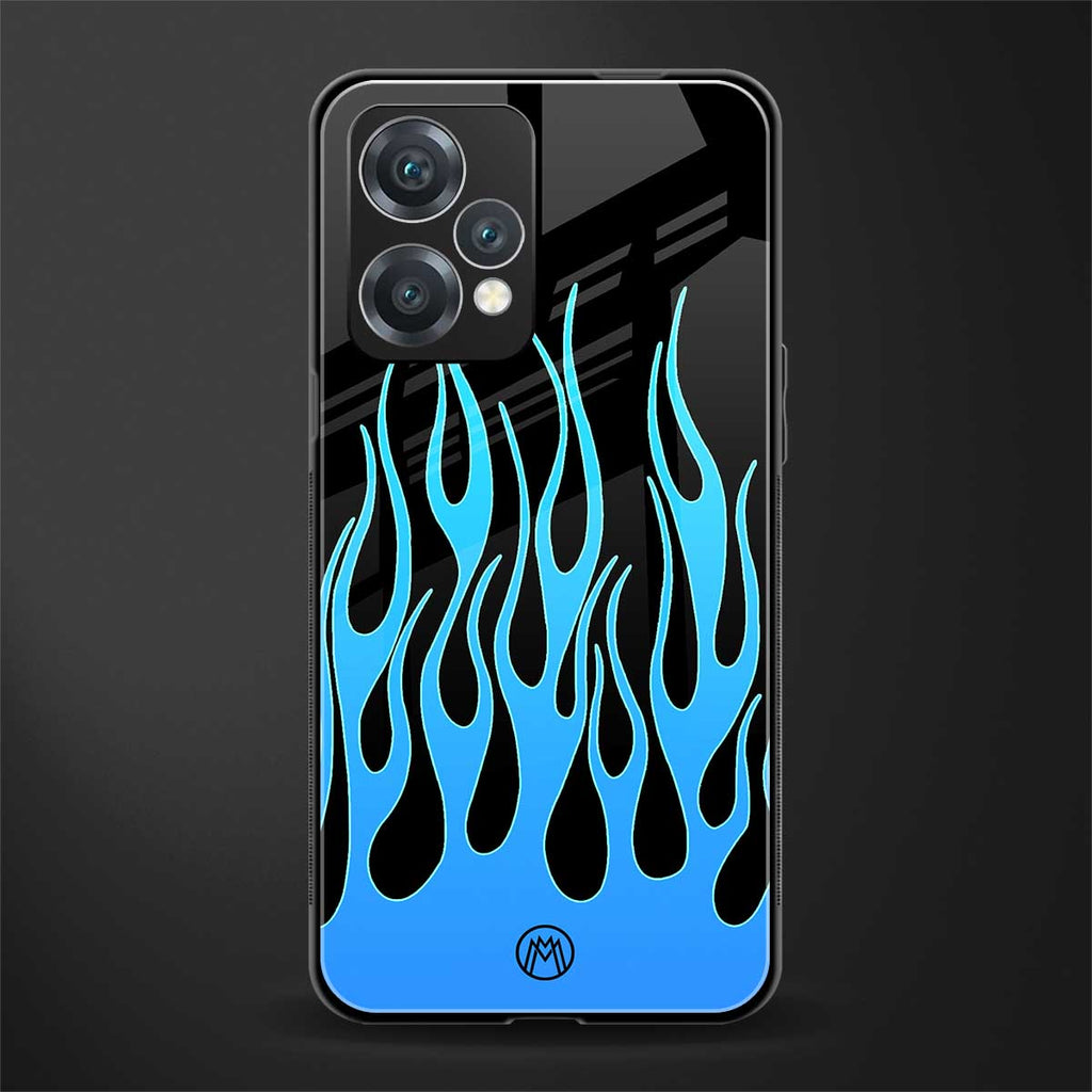 y2k blue flames back phone cover | glass case for realme 9 pro 5g