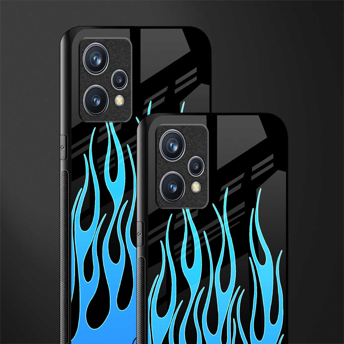 y2k blue flames glass case for realme 9 4g image-2