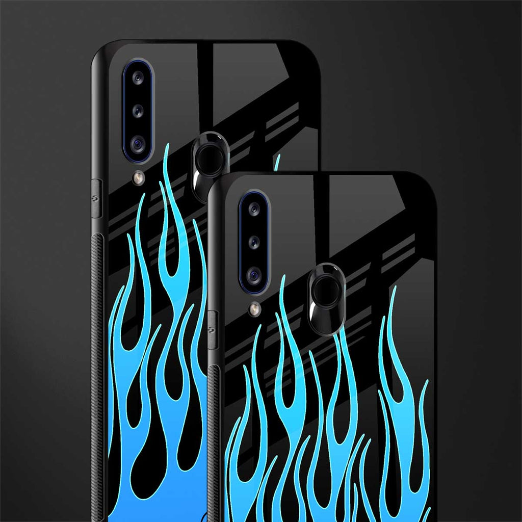 y2k blue flames glass case for samsung galaxy a20s image-2