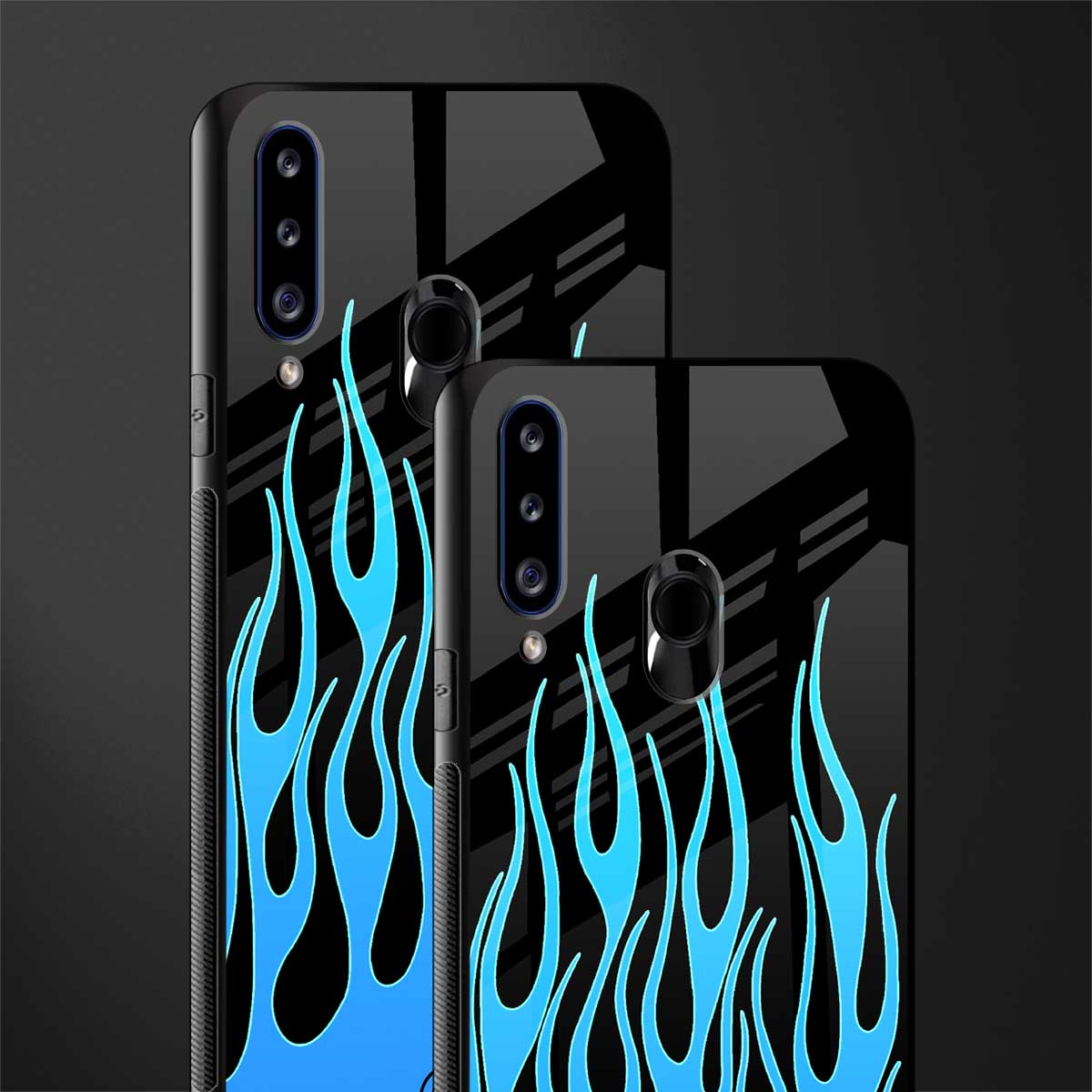 y2k blue flames glass case for samsung galaxy a20s image-2