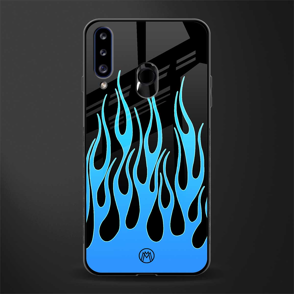 y2k blue flames glass case for samsung galaxy a20s image