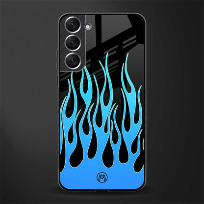 y2k blue flames glass case for samsung galaxy s21 fe 5g image