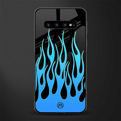 y2k blue flames glass case for samsung galaxy s10 plus image