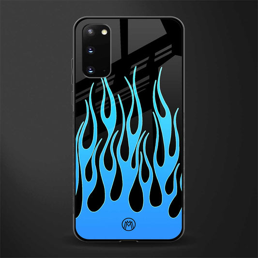 y2k blue flames glass case for samsung galaxy s20 image