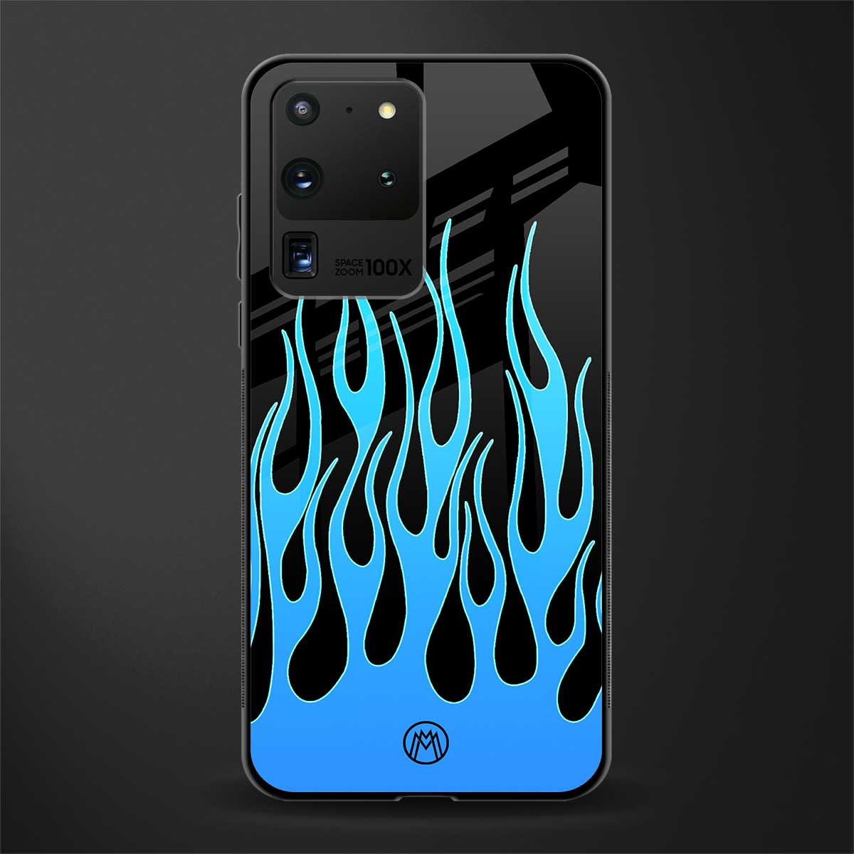y2k blue flames glass case for samsung galaxy s20 ultra image