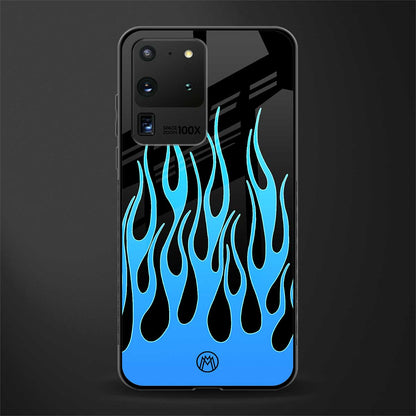 y2k blue flames glass case for samsung galaxy s20 ultra image