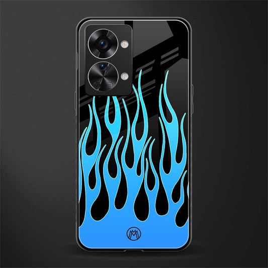 y2k blue flames glass case for phone case | glass case for oneplus nord 2t 5g