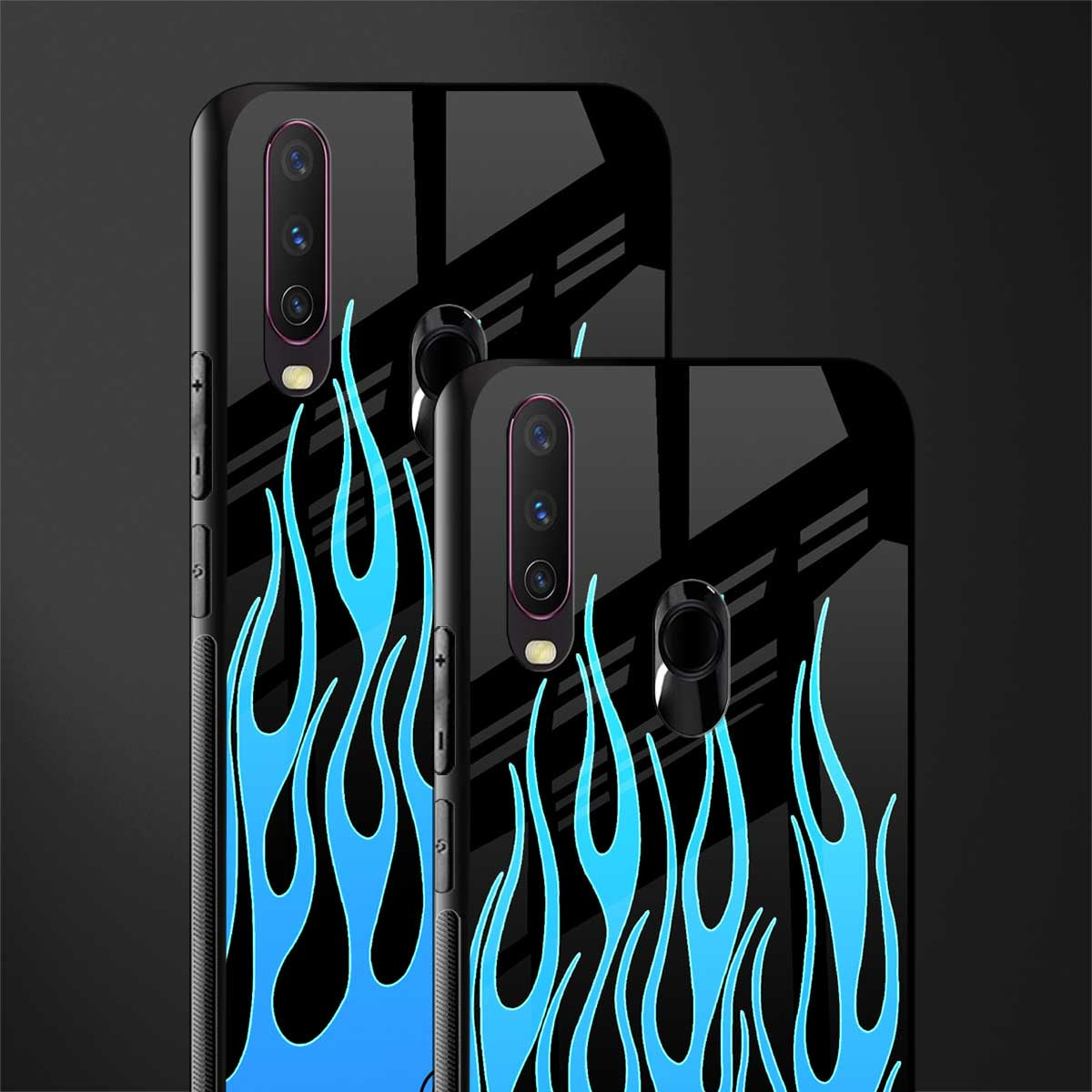 y2k blue flames glass case for vivo y17 image-2