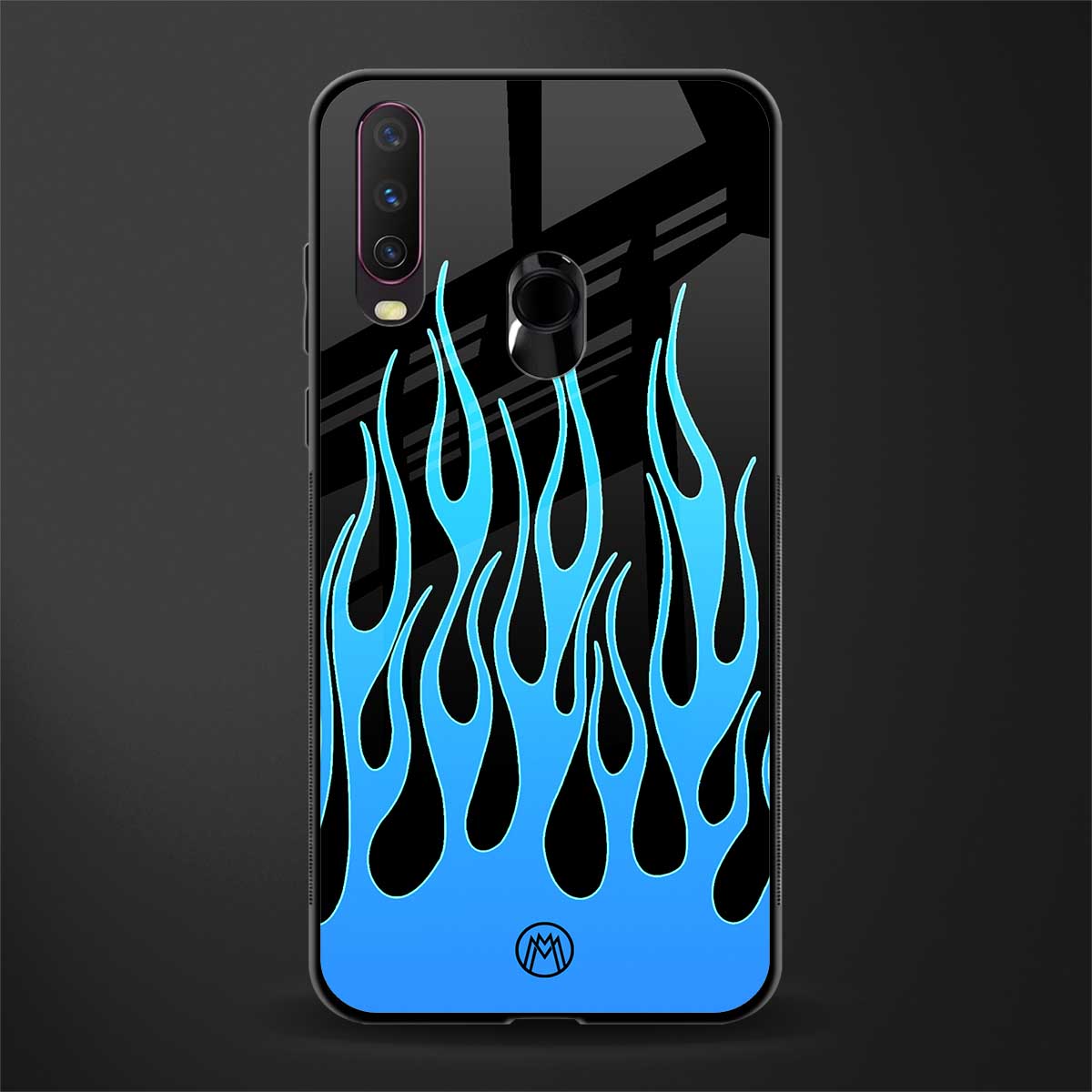 y2k blue flames glass case for vivo y17 image