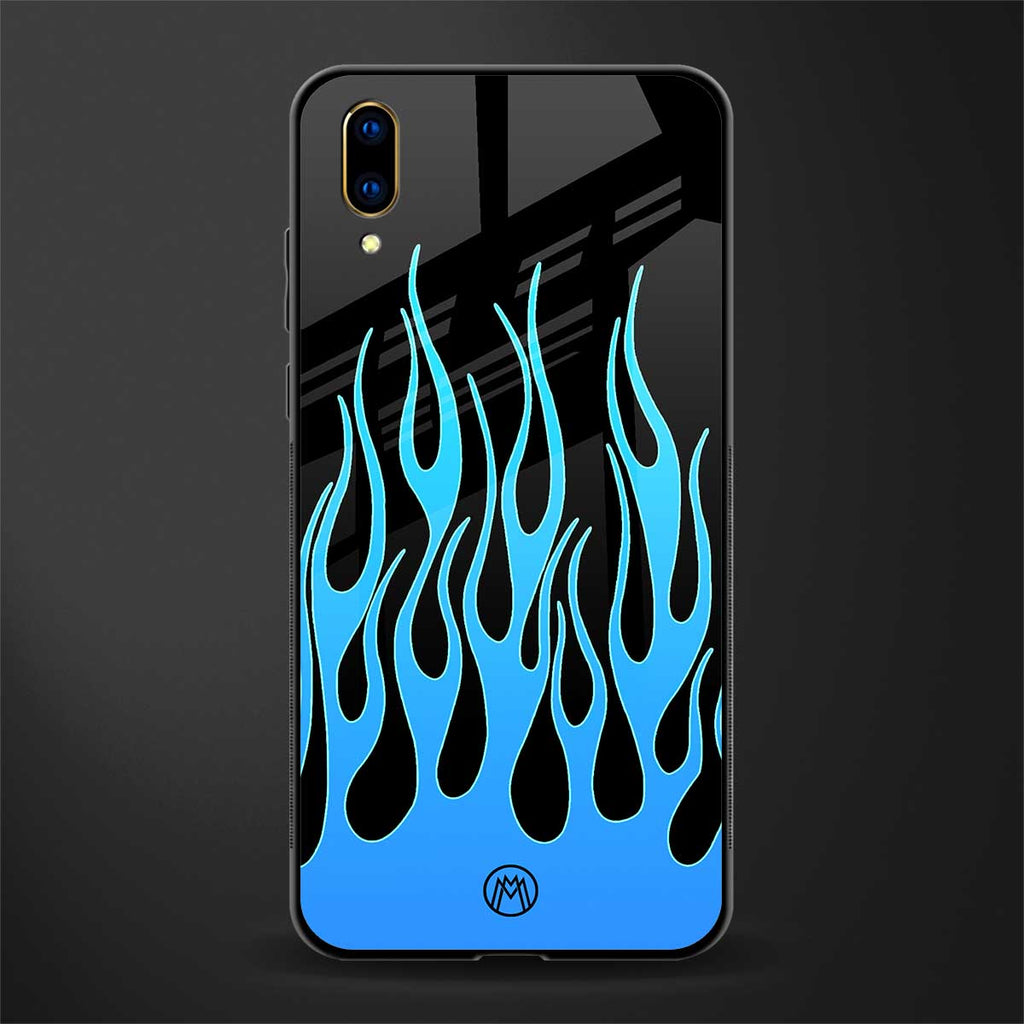 y2k blue flames glass case for vivo v11 pro image