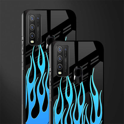 y2k blue flames glass case for vivo y50 image-2