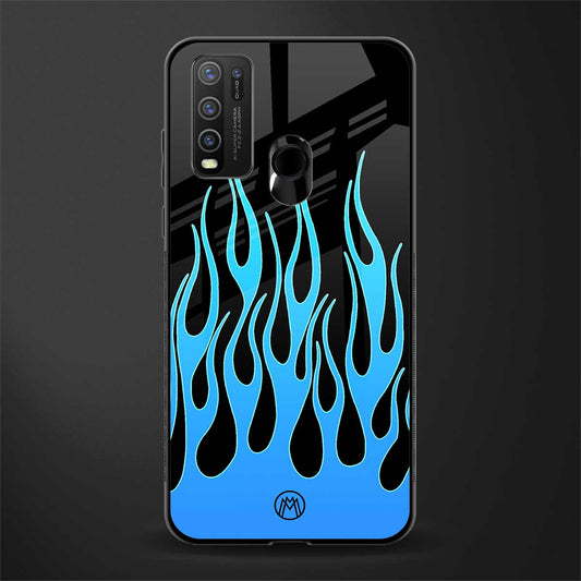 y2k blue flames glass case for vivo y50 image
