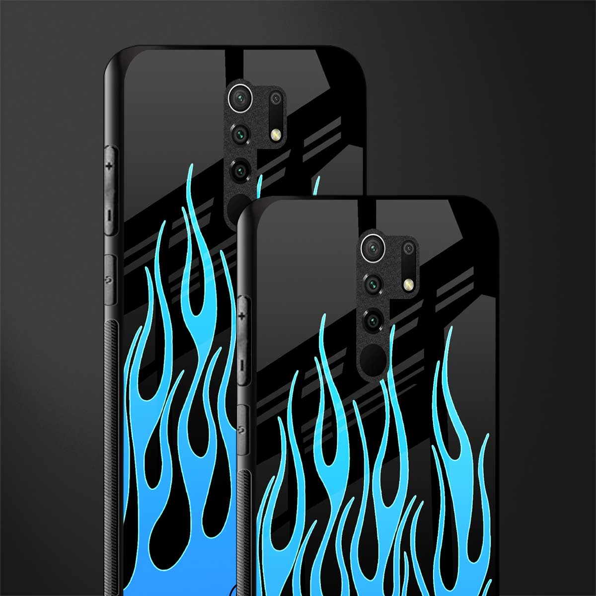 y2k blue flames glass case for poco m2 image-2