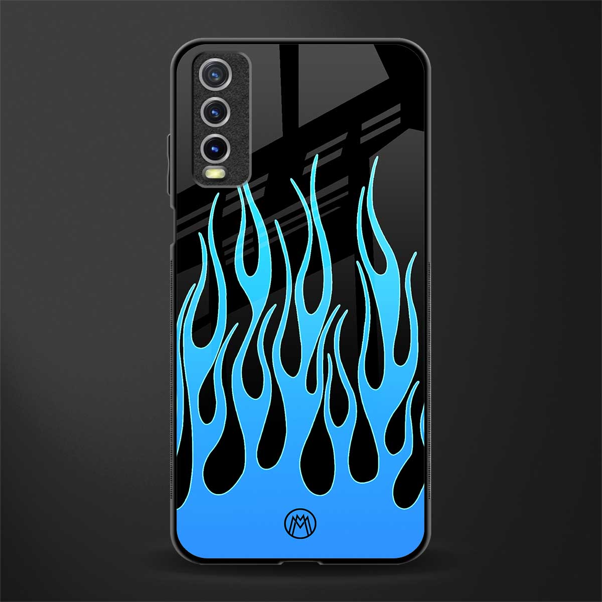 y2k blue flames glass case for vivo y20 image