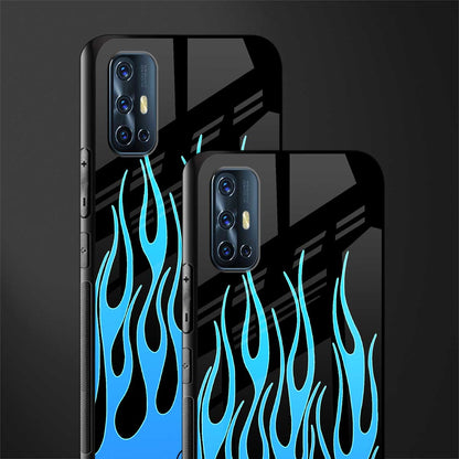 y2k blue flames glass case for vivo v17 image-2