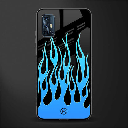 y2k blue flames glass case for vivo v17 image