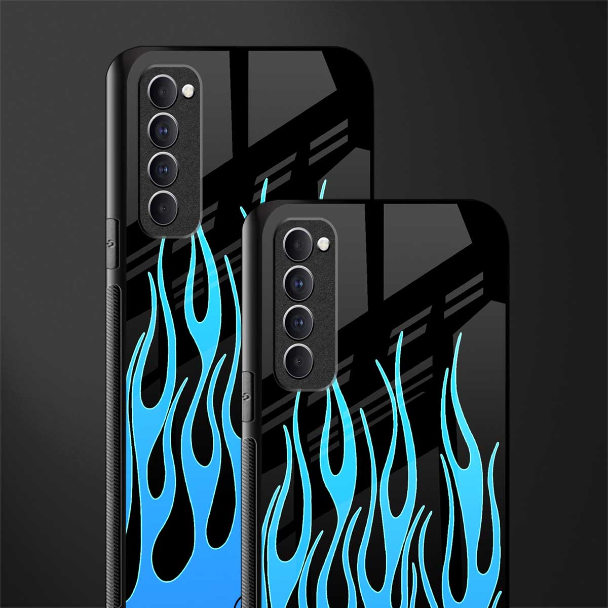 y2k blue flames glass case for oppo reno 4 pro image-2