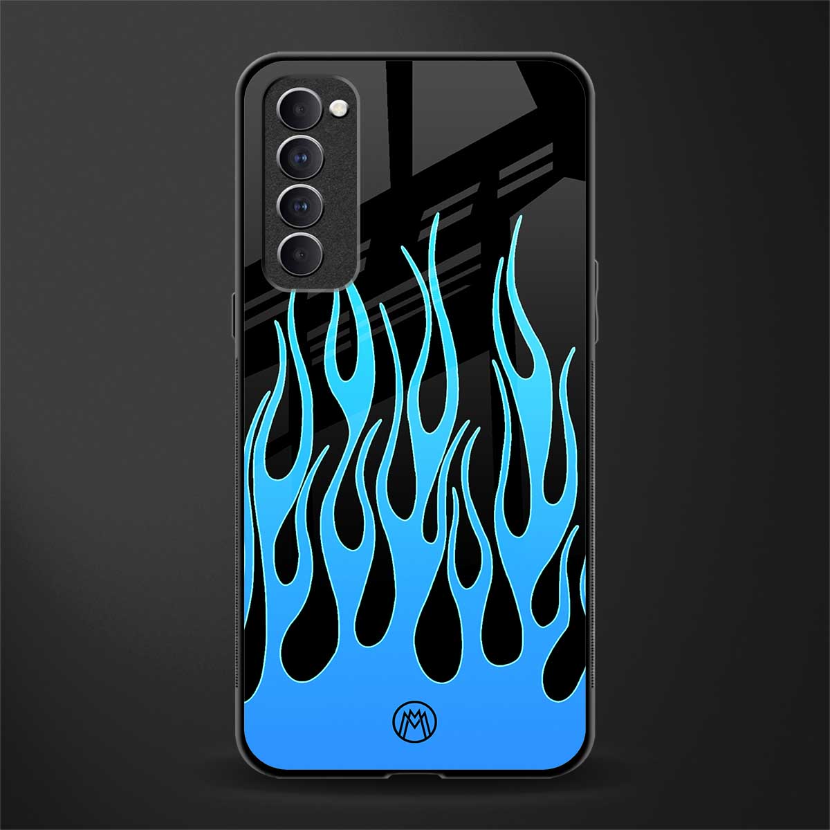 y2k blue flames glass case for oppo reno 4 pro image