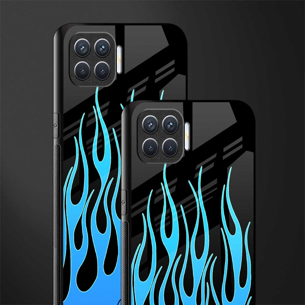 y2k blue flames glass case for oppo f17 image-2