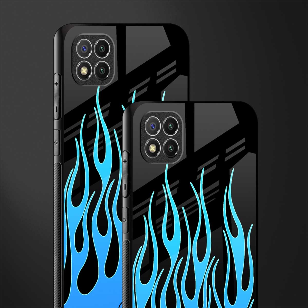 y2k blue flames glass case for poco c3 image-2