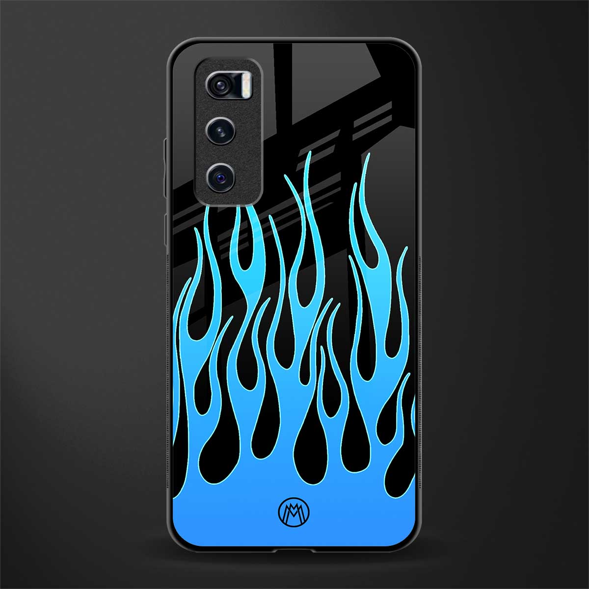 y2k blue flames glass case for vivo v20 se image