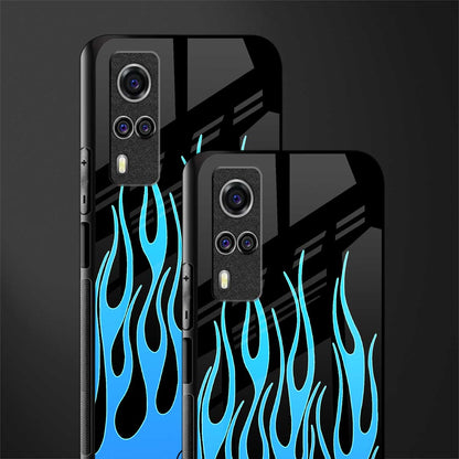 y2k blue flames glass case for vivo y51a image-2