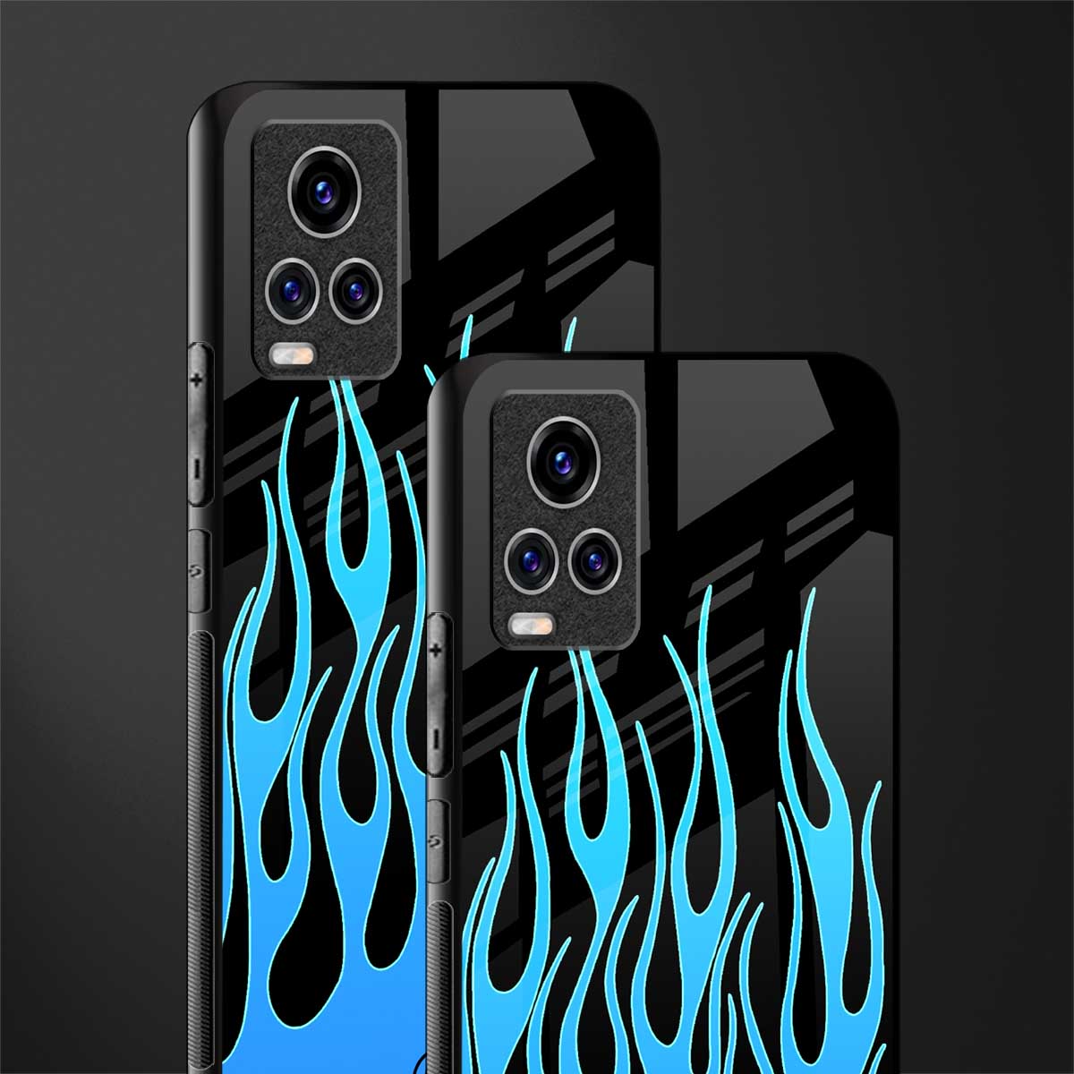 y2k blue flames glass case for vivo v20 pro image-2