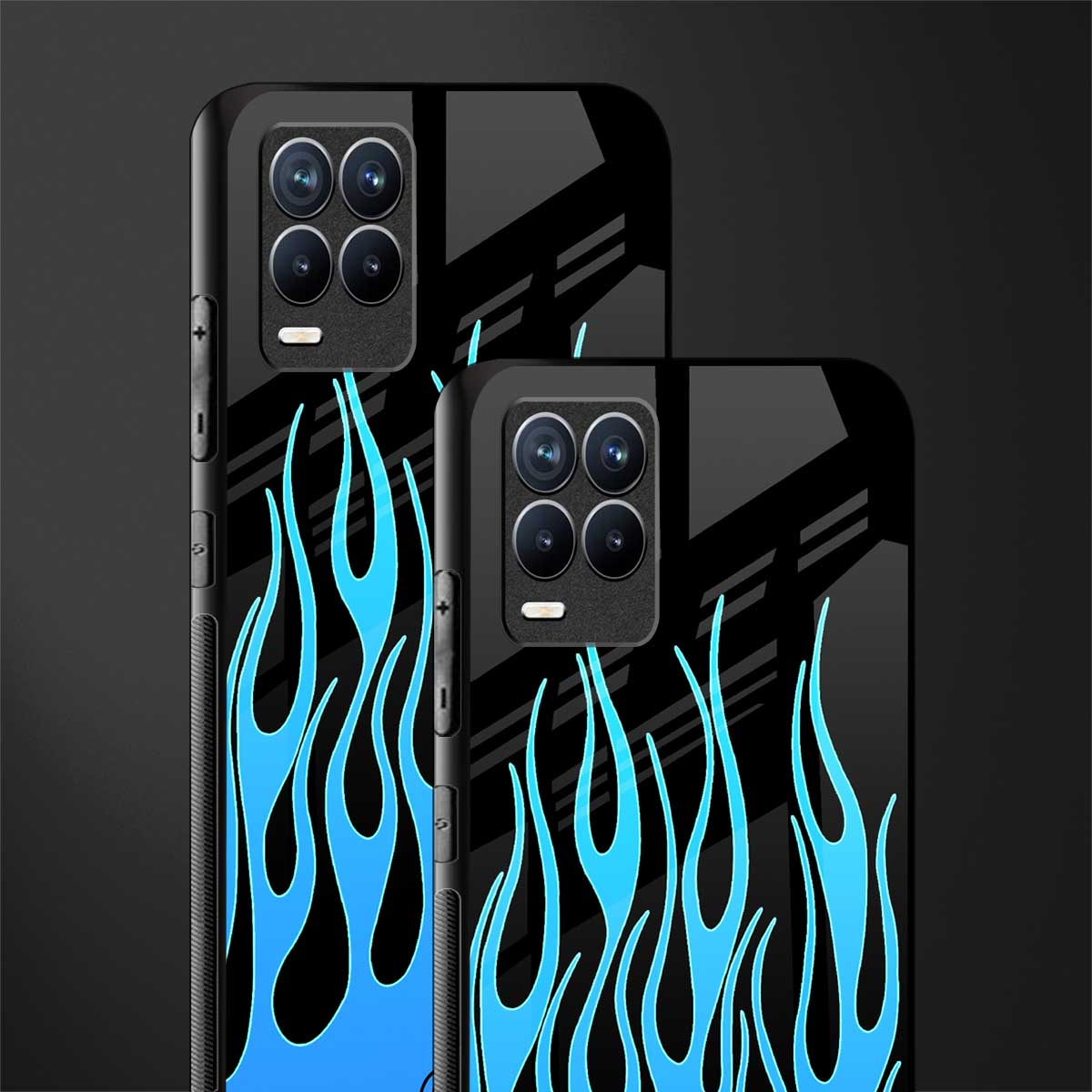 y2k blue flames glass case for realme 8 4g image-2