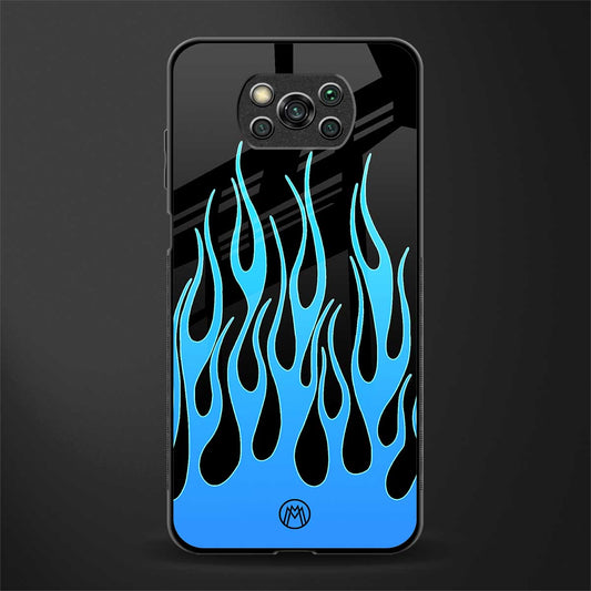 y2k blue flames glass case for poco x3 image
