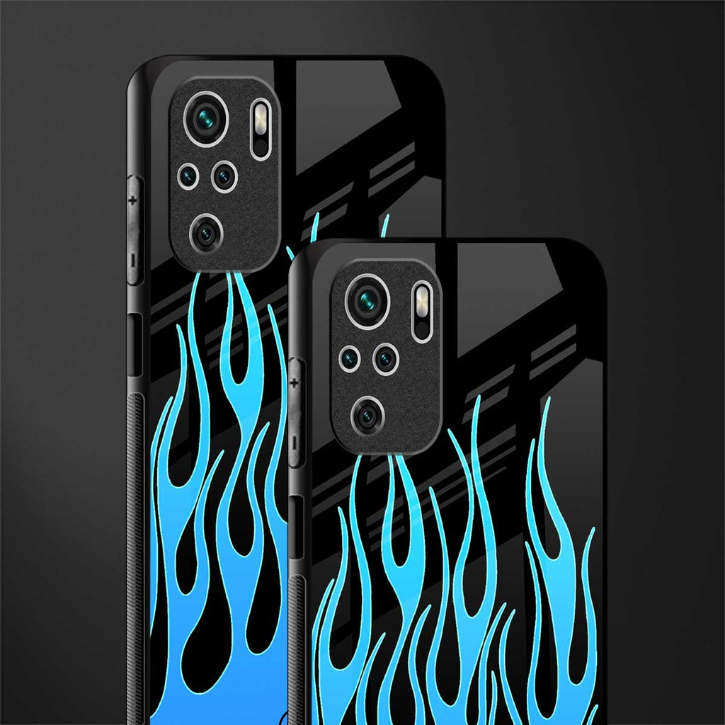 y2k blue flames glass case for redmi note 10 image-2