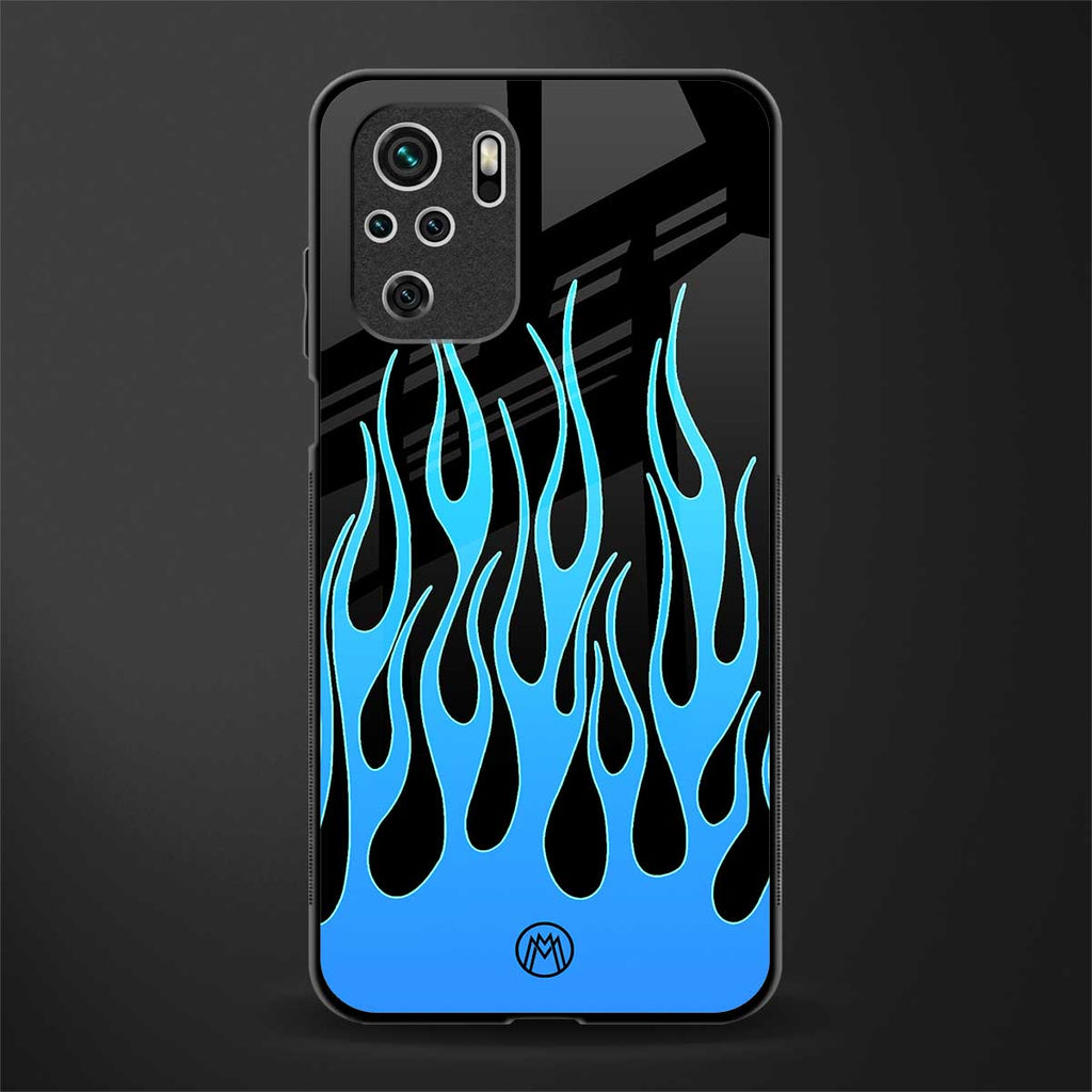 y2k blue flames glass case for redmi note 10 image